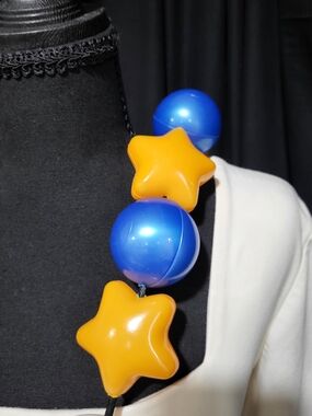 Graduation Frienship Necklace Blue and Yellow Star Bead Necklace